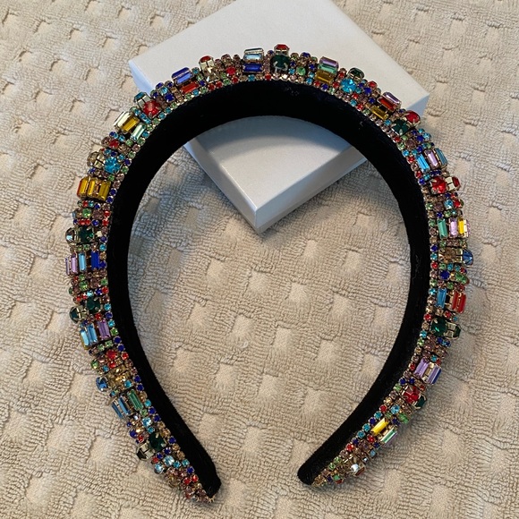 New Multi Color Rhinestone Embellished Headband - Picture 3 of 3
